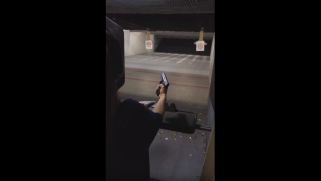 Anggie at the Shooting Range for the first time